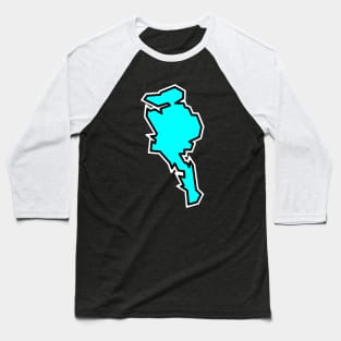 Quadra Island In A Light Turquoise - Bright Blue Silhouette - Quadra Island Baseball T-Shirt